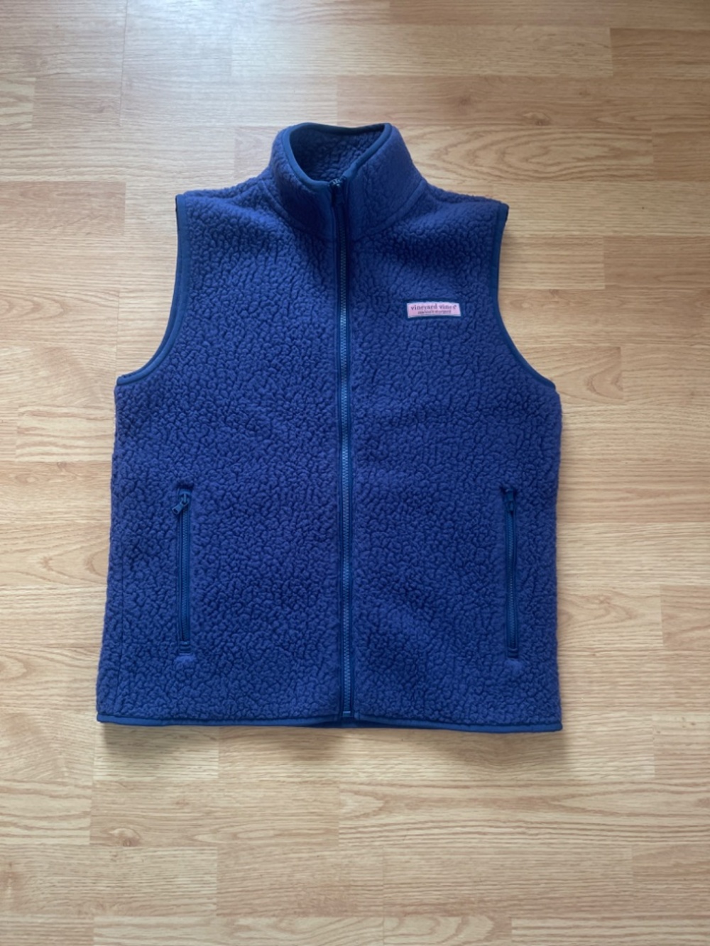 Vineyard Vines Women’s Navy Blue Sherpa Cozy Zip Up Vest Size Large - Picture 2 of 9